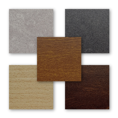 The full range of varnishes for Aliplast Wood Colour Effect aluminum window and door systems