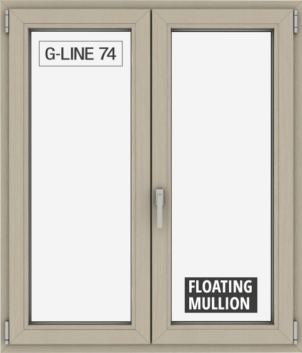 G-LINE 74 floating mullion dąb bielony